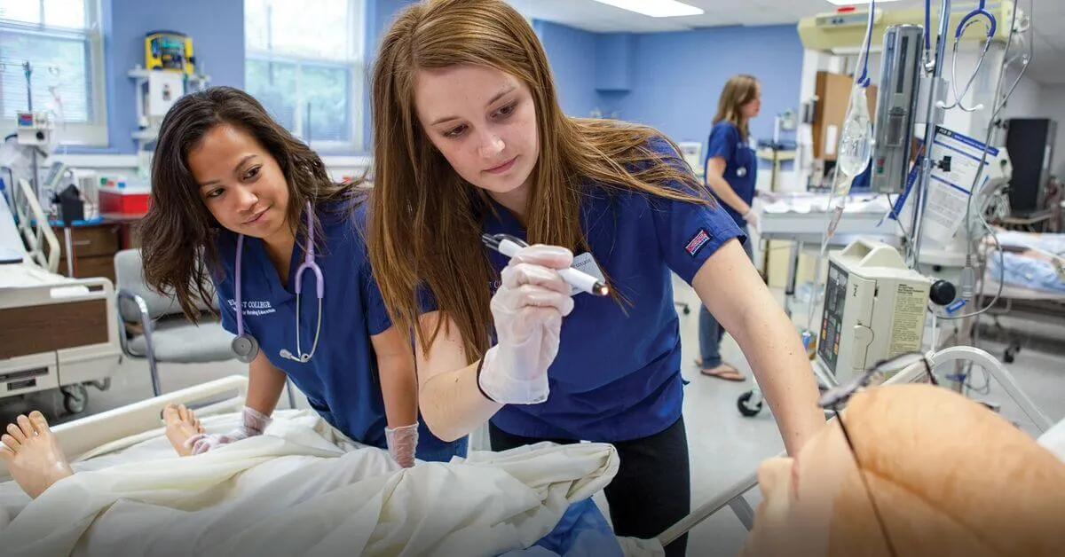 Elmhurst University nursing students practicing